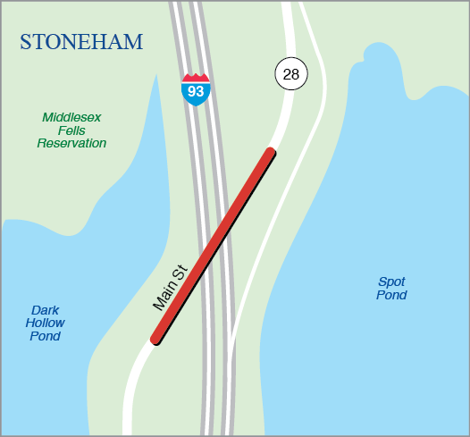 Stoneham: Deck Replacement and Superstructure Repairs, S-27-006 (2L2), Route 28 (Fellsway West) over 
Interstate 93